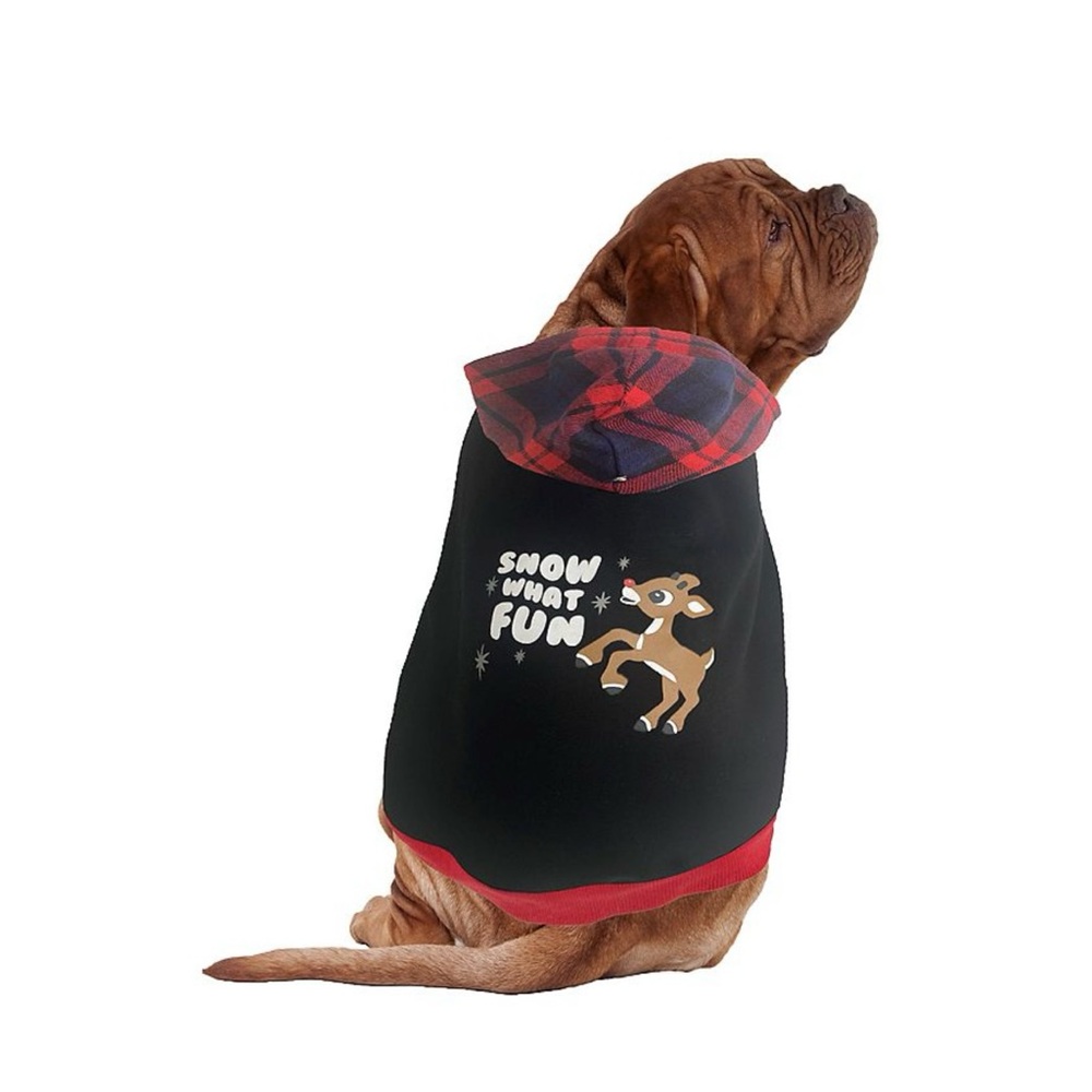 Dog Hoodie - Black and Red Rudolph the Red Nosed Reindeer- size small